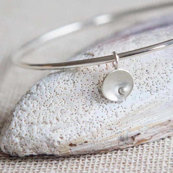 circles and pearls silver charm bangle