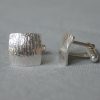 bark texture silver cufflinks