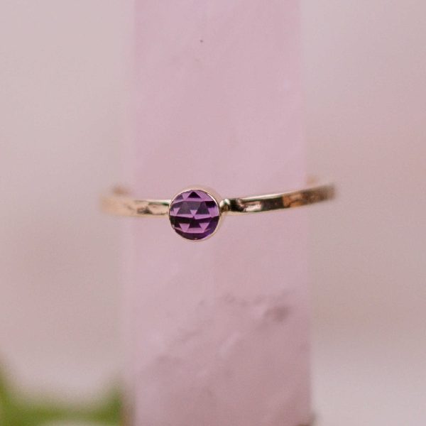 rose cut amethyst gold ring